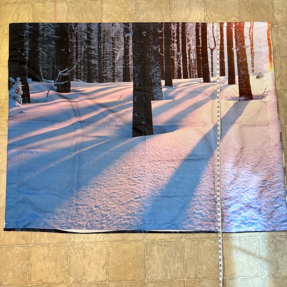 New Winter Wonderland Curtains, One Panel 54”Wx84”L, Sunset in snow-filled woods - Picture 6 of 11
